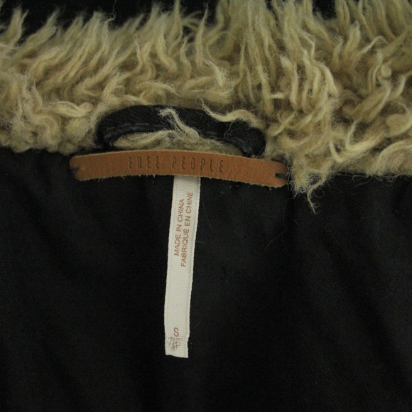 Free People Owen Black Sherpa Trim Asymmetrical Snap Front Bomber Jacket S - Picture 9 of 10